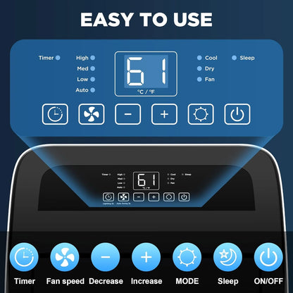 Portable Air Conditioners with Remote Control, 3-in-1 Free Standing Cooling AC Unit with Fan & Dehumidifier, Cools Room up to 700 sq.ft, Smart/Sleep Mode,3 Speed,Auto Swing,24H Timer