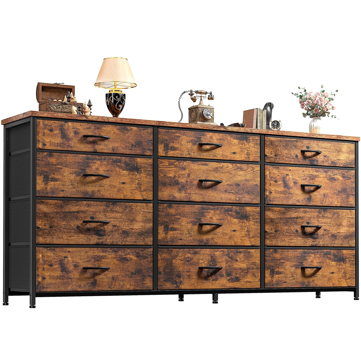 ROMORGNIZ 55" Dresser with 12 Drawers for Bedroom & TV