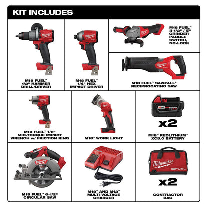 18V M18 FUEL Lithium-Ion Brushless Cordless 7-Tool Combo Kit 5.0 Ah