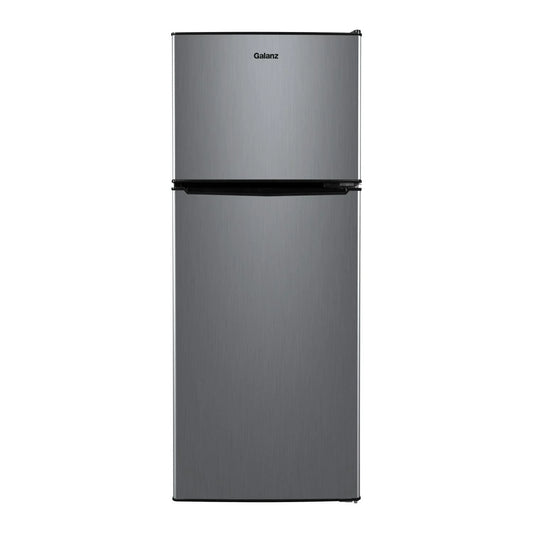Galanz 4.6. Cu ft Two Door Mini Refrigerator with Freezer, Stainless Steel