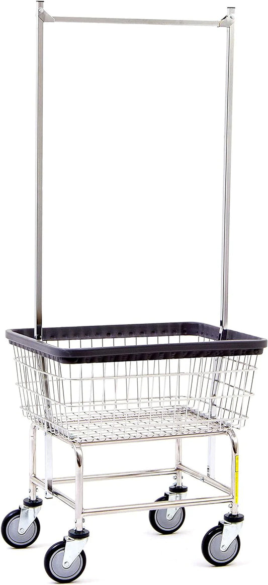 Heavy Duty Wire Laundry Cart with Double Rod Rack